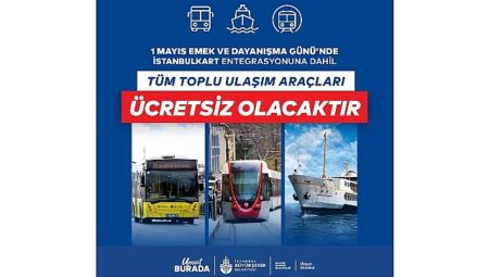 1 Mayıs’ta Toplu Ulaşım Ücretsiz